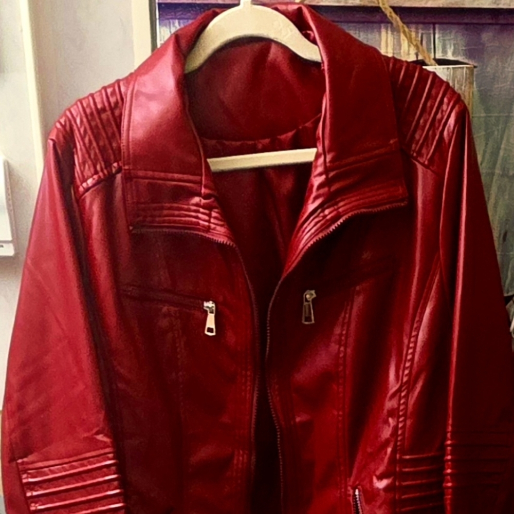 *RED:   $45.   NWOT.  Never worn.   Faux Leather.  Zipper Closure.